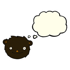 cartoon black bear head with thought bubble