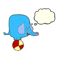cartoon circus elephant with thought bubble