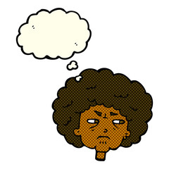 cartoon bitter old woman with thought bubble