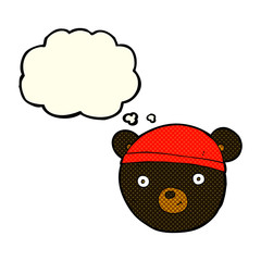 cartoon black bear face with thought bubble