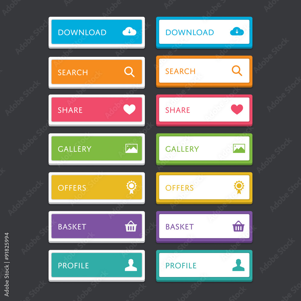 Wall mural web button set with icons