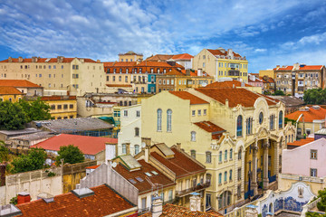 Fototapeta na wymiar Lisbon streets panoramic view, Portugal