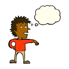 Obraz premium cartoon man making dismissive gesture with thought bubble