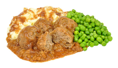 Pork Faggot Meatballs And Mashed Potato Meal
