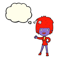 cartoon vampire girl with thought bubble
