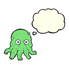 cartoon alien squid face with thought bubble