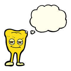 cartoon smiling tooth with thought bubble