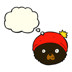 cartoon teddy bear face with thought bubble