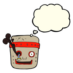 cartoon robot head with thought bubble