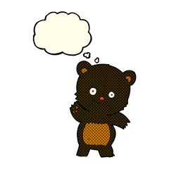 cute black bear cartoon with thought bubble