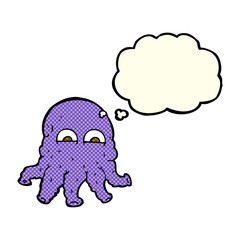 cartoon alien squid face with thought bubble