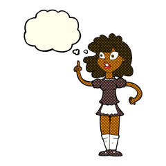 cartoon worried maid with thought bubble