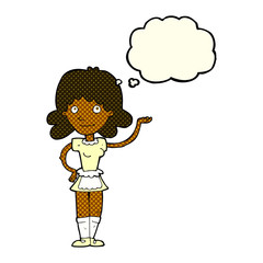 cartoon maid with thought bubble