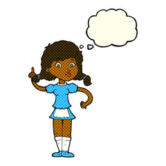 cartoon pretty maid woman with thought bubble