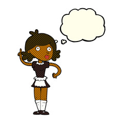 cartoon surprised maid with thought bubble