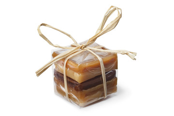 Package with a variation of sweet caramel bonbons