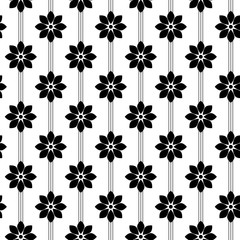 Black and White Vector Flower Pattern
