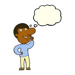 cartoon man with idea with thought bubble