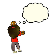 cartoon bearded old man with thought bubble