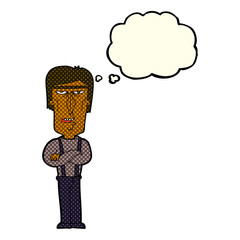 cartoon angry man with thought bubble