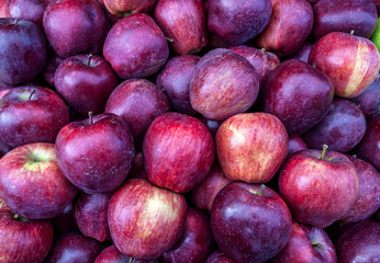 Delicious fresh juicy apples in local fruit market