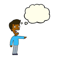 cartoon terrified man with thought bubble