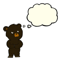 cartoon black bear cub with thought bubble