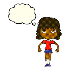 cartoon girl with thought bubble