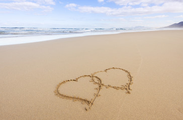 Zwei Herzen im Sand, Starnd von Cofete, Fuerteventura