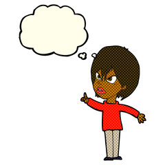 cartoon woman arguing with thought bubble