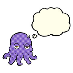 cartoon alien squid face with thought bubble