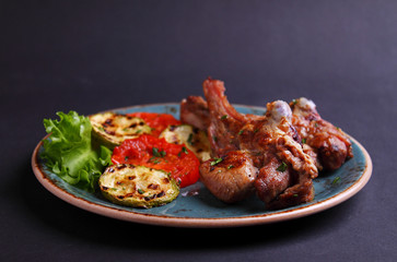 lamb chops on the bone with grilled vegetables