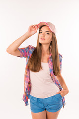 Naklejka premium sexy girl with pink cap