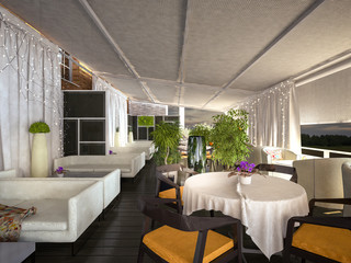 cafe  summer terrace 3D rendering