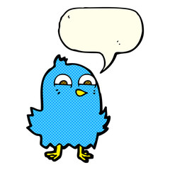 funny cartoon bird with thought bubble