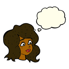 cartoon woman looking concerned with thought bubble