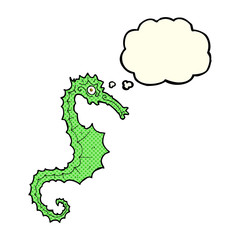 cartoon sea horse with thought bubble