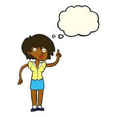 cartoon woman with question with thought bubble