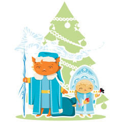 Cat and Kitten Happy New Year