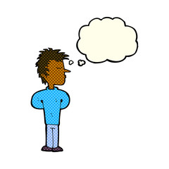 cartoon man ignoring with thought bubble