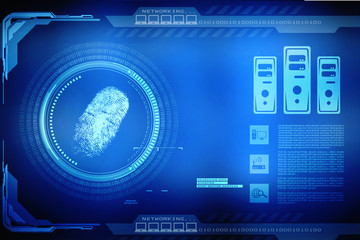 Abstract technology background.Security system concept with fingerprint Letter P sign