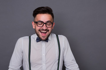 Hipster man in studio