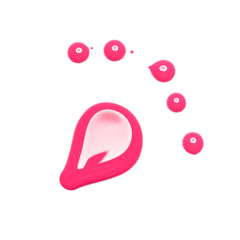 Red nail polish (enamel) drops sample, isolated on white