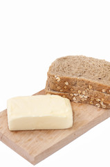 Healthy bread cereals butter on the board