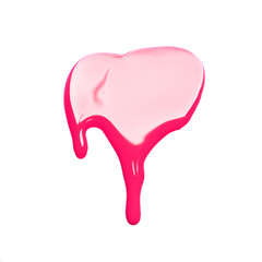 Red nail polish (enamel) drops sample, isolated on white