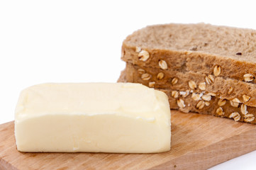 Healthy bread cereals butter on the board