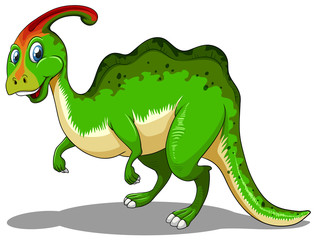 Green dinosaur standing on white