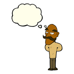 cartoon old man with mustache with thought bubble