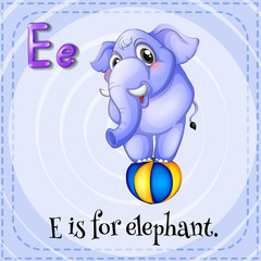 Flashcard of E is for elephant