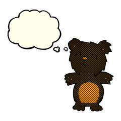 cartoon cute black bear cub with thought bubble